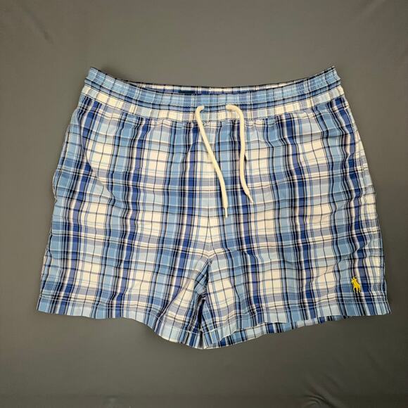 Polo Ralph Lauren Blue Plaid Swim Trunks Medium - Picture 1 of 7